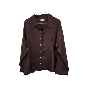 Krista Larson Women's Solid Long Sleeves Button Front Shirt - OS